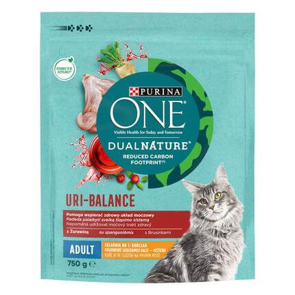 Sausā barība pieaugušiem kaķiem PURINA ONE® DualNature™ Adult, ar DZĒRVENĒM un vistas gaļu