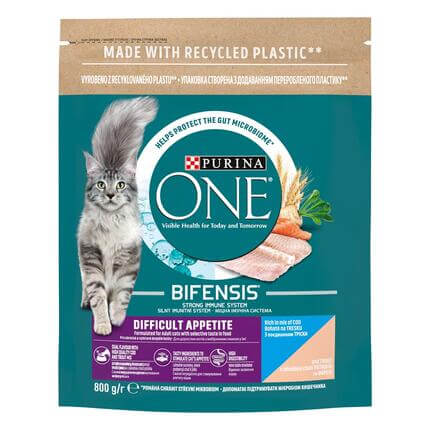 Sausā barība kaķiem ar izvēlīgu apetīti PURINA ONE® DIFFICULT APPETITE, bagātināta ar mencu un foreli