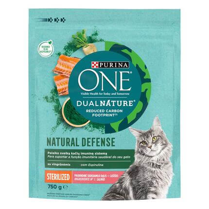 Sausā barība sterilizētiem kaķiem PURINA ONE® DualNature™ Sterilcat, ar SPIRULĪNU un lasi