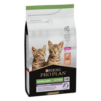 PURINA ® PRO PLAN ® Sterilised Kitten 3-12 months HEALTHY START Rich in salmon