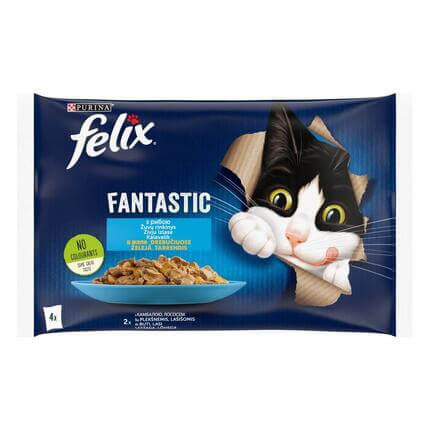 FELIX® FANTASTIC zivju izlase želejā (lasis, bute), konservi kaķiem