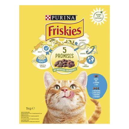 FRISKIES® kaķu sausā barība, ar lasi un dārzeņiem, 1kg