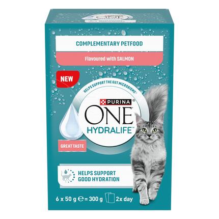 PURINA ONE® HYDRALIFE™ ar laša garšu - Hidratējoša papildu barība kaķiem