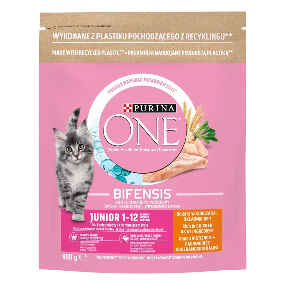 Sausā barība kaķēniem PURINA ONE® JUNIOR, bagātināta ar vistas gaļu