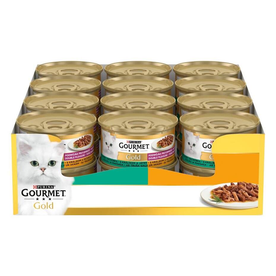 GOURMET™ GOLD DOUBLE PLEASURE konservi kaķiem, ar truša gaļu un aknām, 85g