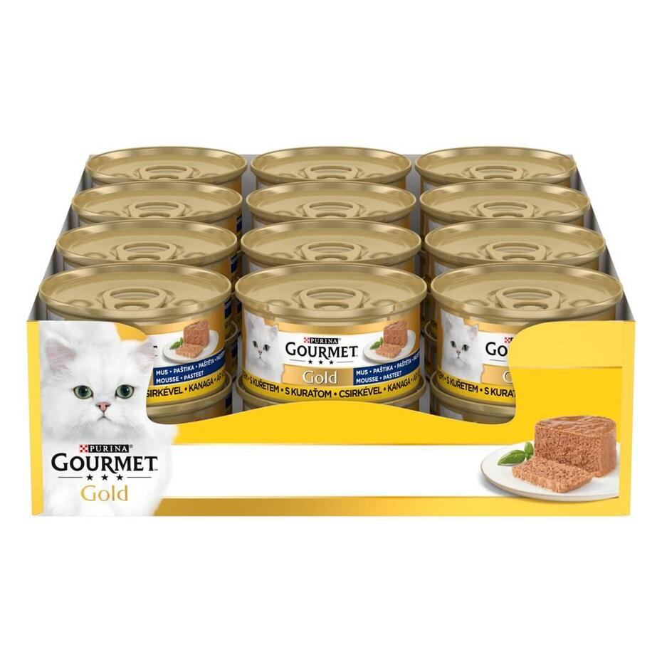 PURINA GOURMET™ GOLD MOUSSE konservi kaķiem, pastēte ar vistas gaļu, 85g