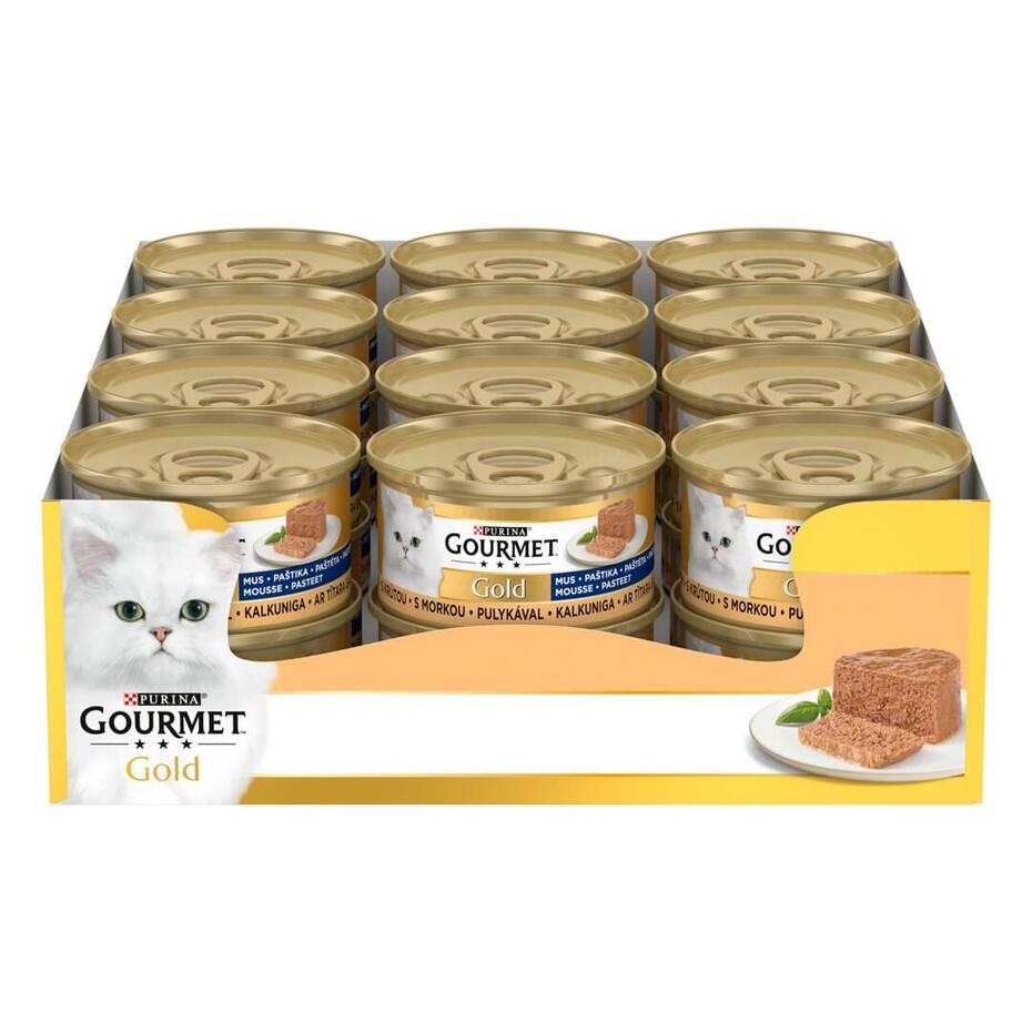 GOURMET™ GOLD MOUSSE konservi kaķiem, pastēte ar tītara gaļu, 85g