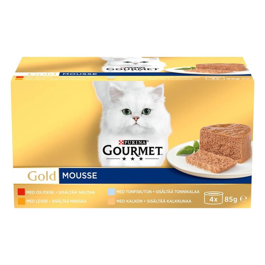 PURINA GOURMET™ GOLD MOUSSE konservi kaķiem, pastēte ar liellopa gaļu, 85 g