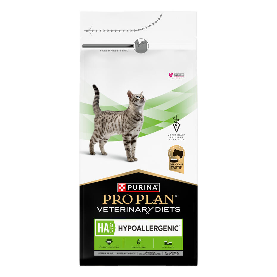 PURINA® PRO PLAN® VETERINARY DIETS HA St/Ox Hypoallergenic™, lai samazinātu sastāvdaļu nepanesamību, sausā kaķu barība