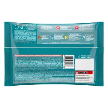 Konservi sterilizētiem kaķiem PURINA ONE® STERILCAT, filēti gabaliņi mērcē ar lasi un burkāniem