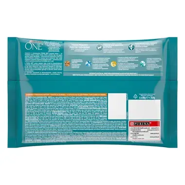 Konservi pieaugušiem kaķiem PURINA ONE® ADULT, Mini Fillets, filēti gabaliņi ar vistas un un zaļajām pupiņām