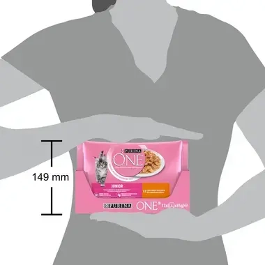 Konservi kaķēniem no 1-12 mēnešiem PURINA ONE® JUNIOR 1-12 month, filēti gabaliņi mērcē ar vistas gaļu