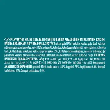 Sausā barība sterilizētiem kaķiem PURINA ONE® STERILCAT, bagātināta ar vistas gaļu