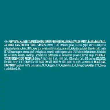Sausā barība kaķiem ar izvēlīgu apetīti PURINA ONE® DIFFICULT APPETITE, bagātināta ar mencu un foreli