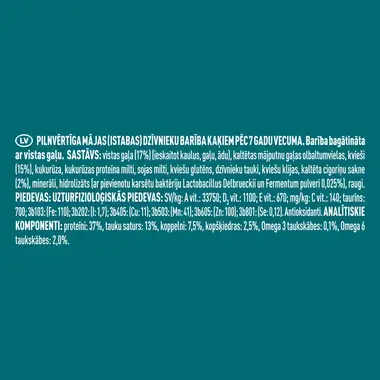 Sausā barība novecojošiem kaķiem PURINA ONE® SENIOR 7+, bagātināta ar vistas gaļu