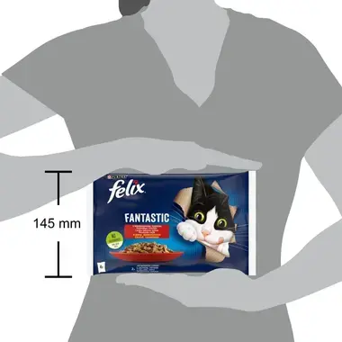 FELIX® FANTASTIC lauku labumu izlase želejā (liellopu gaļa, vistas gaļa), konservi kaķiem