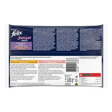 FELIX® FANTASTIC JUNIOR vistas gaļa un lasis želejā, konservi kaķiem