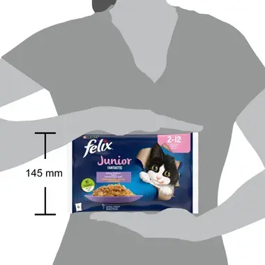 FELIX® FANTASTIC JUNIOR vistas gaļa un lasis želejā, konservi kaķiem