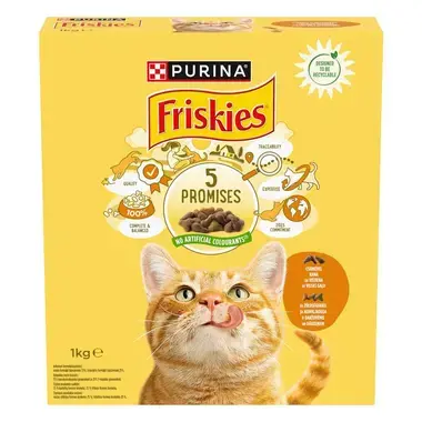 FRISKIES® kaķu sausā barība, ar vistas gaļu un dārzeņiem, 1kg