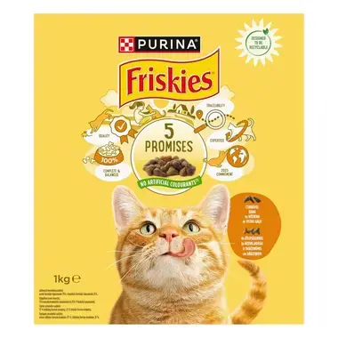 FRISKIES® kaķu sausā barība, ar vistas gaļu un dārzeņiem, 1kg