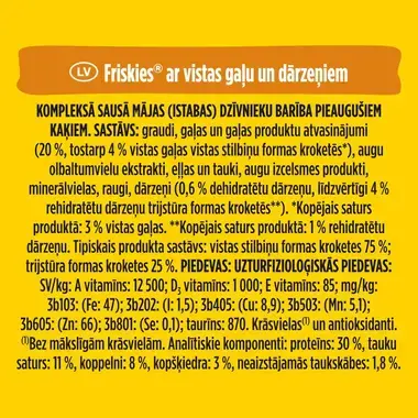 FRISKIES® kaķu sausā barība, ar vistas gaļu un dārzeņiem, 1kg