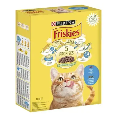 FRISKIES® kaķu sausā barība, ar lasi un dārzeņiem, 1kg
