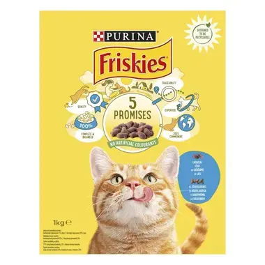 FRISKIES® kaķu sausā barība, ar lasi un dārzeņiem, 1kg