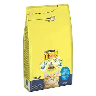 FRISKIES® STERILIZED kaķu sausā barība, sterilizētiem kaķiem, ar lasi un dārzeņiem, 1.5kg