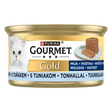GOURMET® GOLD MOUSSE konservi kaķiem, pastēte ar tunci, 85g