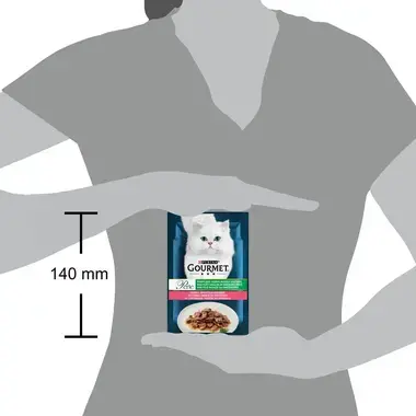 GOURMET® PERLE Mini Fillets konservi kaķiem, ar foreli un spinātiem mērcē, 85g