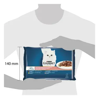 GOURMET® PERLE konservi kaķiem, ar liellopa gaļu / ar vistas gaļu / ar truša gaļu / ar lasi, 4x85g