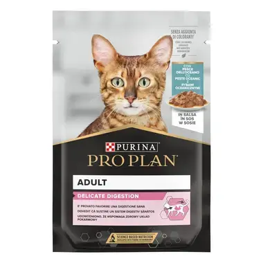 PURINA ® PRO PLAN ® DELICATE Digestion ar okeāna zivīm mērcē