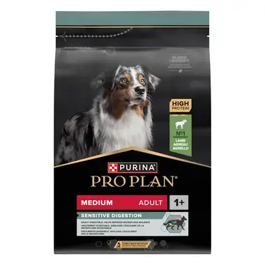 PURINA® PRO PLAN® Dog Medium Adult Sensitive Digestion sausā barība suņiem, bagātināta ar jēra gaļu