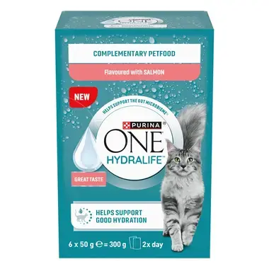 PURINA ONE® HYDRALIFE™ ar laša garšu - Hidratējoša papildu barība kaķiem
