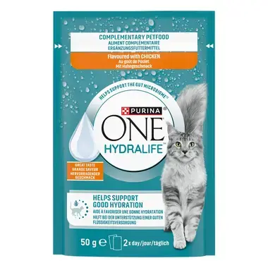 PURINA ONE® HYDRALIFE™ ar vistas garšu - Hidratējoša papildu barība kaķiem