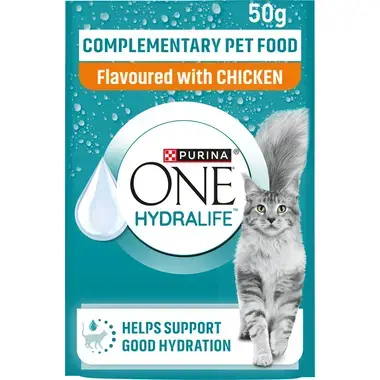 PURINA ONE® HYDRALIFE™ ar vistas garšu - Hidratējoša papildu barība kaķiem