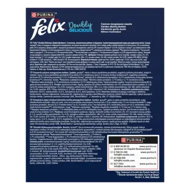Felix® Doubly Delicious,  sausā barība pieaugušiem kaķiem ar lasi un jūras zivi, bagātināta ar bietēm, 270 g 