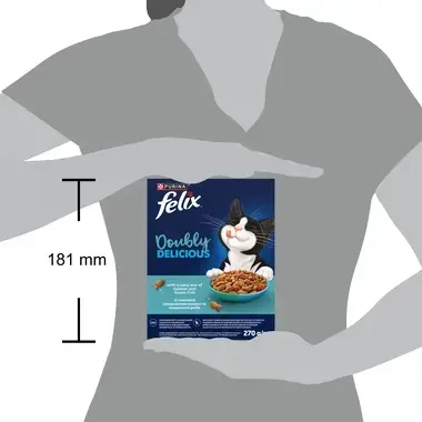 Felix® Doubly Delicious,  sausā barība pieaugušiem kaķiem ar lasi un jūras zivi, bagātināta ar bietēm, 270 g 