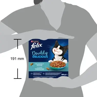 Felix® Doubly Delicious, sausā barība pieaugušiem kaķiem ar lasi un jūras zivi, bagātināta ar bietēm, 800 g 