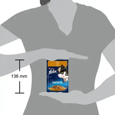 FELIX FANTASTIX kompleksā dzīvnieku barība pieaugušiem kaķiem konservi vista 85g