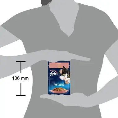 FELIX FANTASTIX kompleksā dzīvnieku barība pieaugušiem kaķiem konservi lasis 85g
