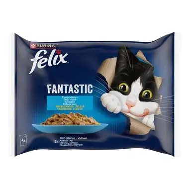 FELIX FANTASTIX Fish Selection kompleksā dzīvnieku barība pieaugušiem 4x85g