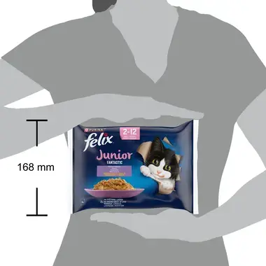 FELIX FANTASTIX Junior kompleksā dzīvnieku barība kaķēniem konservi vista 4x85g