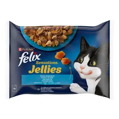FELIX SENSATIONS Fish Selection kompleksā dzīvnieku barība pieaugušiem 4x85g