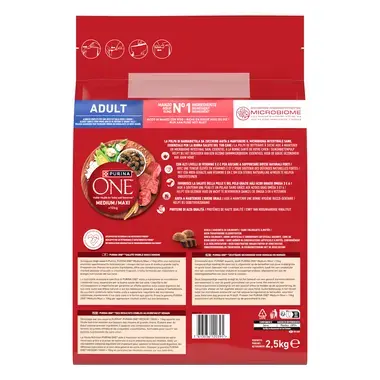 Purina ONE® Medium / Maxi > 10 kg pieaugušiem suņiem, bagāta ar liellopu gaļu un rīsiem