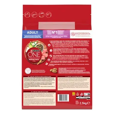 Purina ONE® Medium / Maxi > 10 kg pieaugušiem suņiem, bagāta ar jēra gaļu un rīsiem