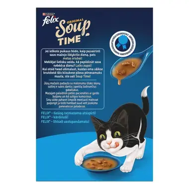 FELIX Soup Time Original Fish Selection papildbarība pieaugušiem kaķiem 6x48g