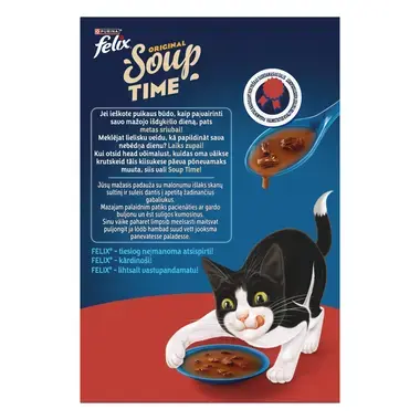 FELIX Soup Time Original Farm Selection papildbarība pieaugušiem kaķiem 6x48g